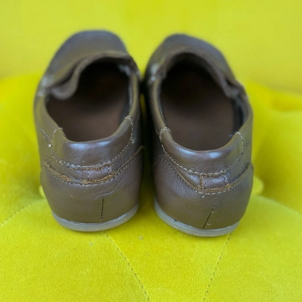 Zara Brown Leather Loafers Slip-On Classic